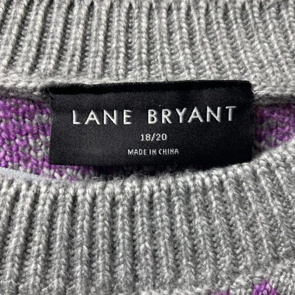 Lane Bryant Womens Gray Crew Neck Fair Isle Jumper Pullover Sweater Size 18/20 - Picture 3 of 8
